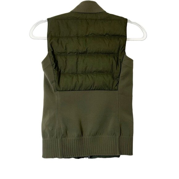 Lululemon Down and Around Puffer Vest Womens Size 2 Olive Green Goose Down - Picture 2 of 12